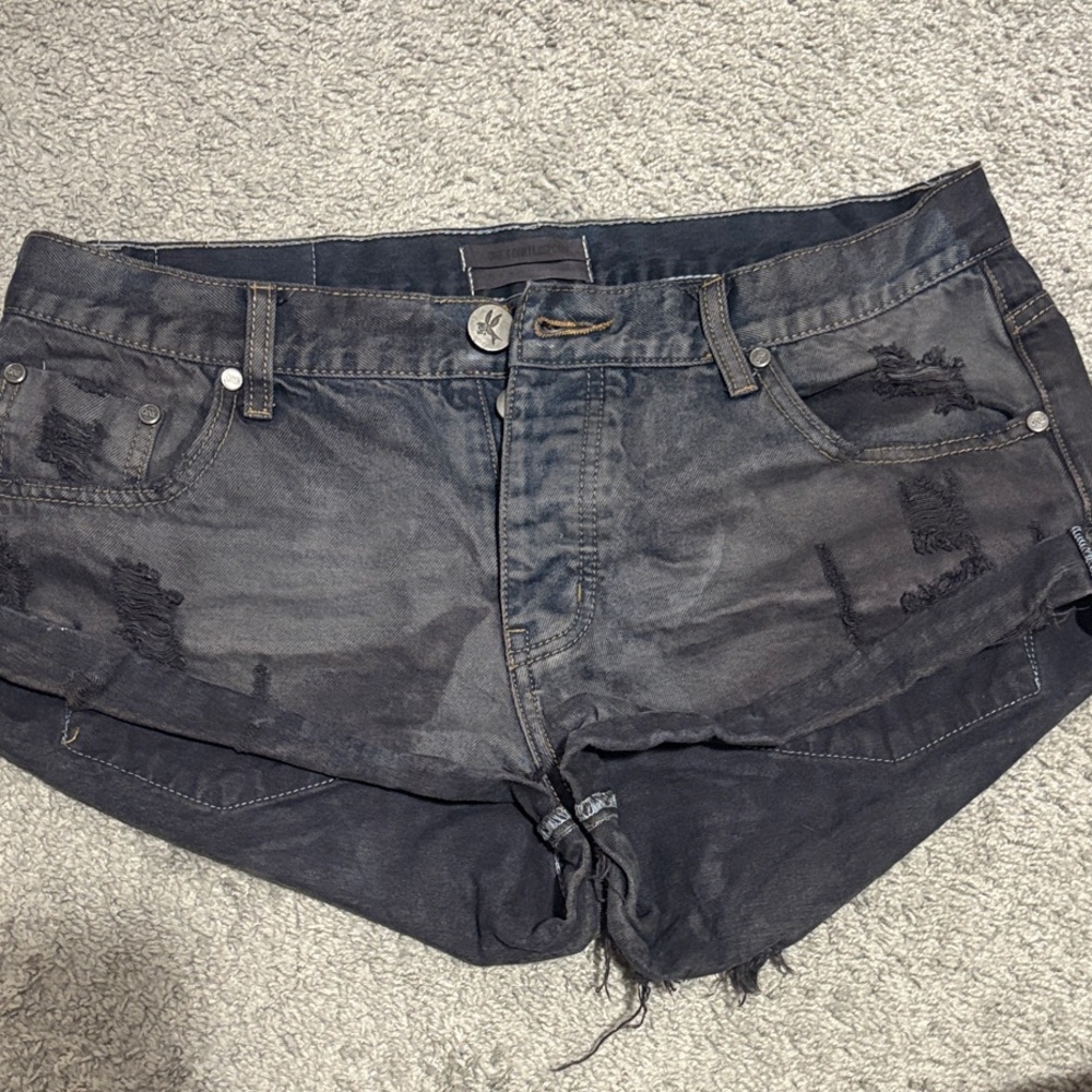 One Teaspoon Charcoal Distressed Jean Shorts
